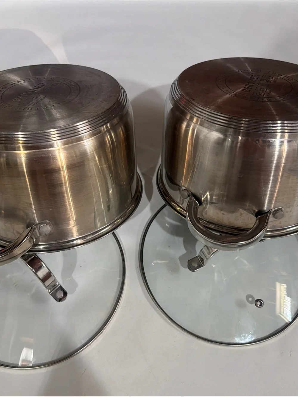 Stainless Steel Cooking Pots with Glass Lids - Silver